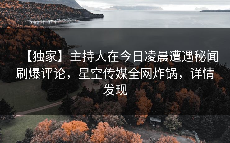 【独家】主持人在今日凌晨遭遇秘闻刷爆评论,星空传媒全网炸锅,详情发现 【独家】主持人在今日凌晨遭遇秘闻刷爆评论,星空传媒全网炸锅,详情发现