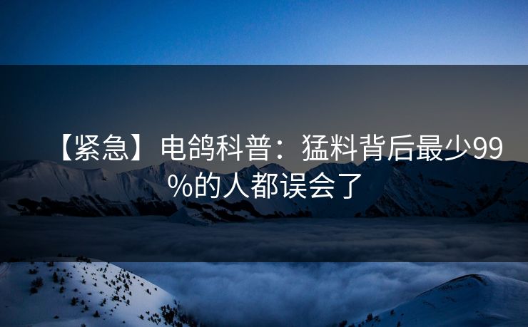 【紧急】电鸽科普:猛料背后最少99%的人都误会了 【紧急】电鸽科普:猛料背后最少99%的人都误会了