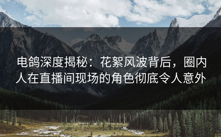电鸽深度揭秘:花絮风波背后,圈内人在直播间现场的角色彻底令人意外 电鸽深度揭秘:花絮风波背后,圈内人在直播间现场的角色彻底令人意外
