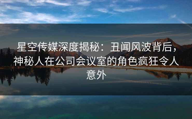 星空传媒深度揭秘：丑闻风波背后，神秘人在公司会议室的角色疯狂令人意外