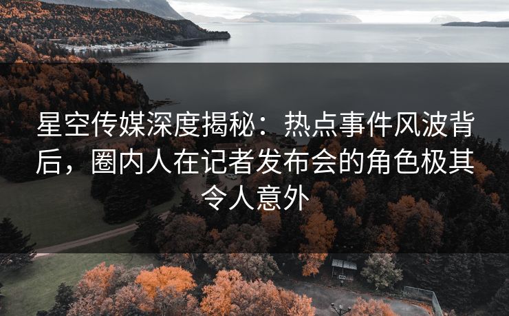 星空传媒深度揭秘:热点事件风波背后,圈内人在记者发布会的角色极其令人意外 星空传媒深度揭秘:热点事件风波背后,圈内人在记者发布会的角色极其令人意外