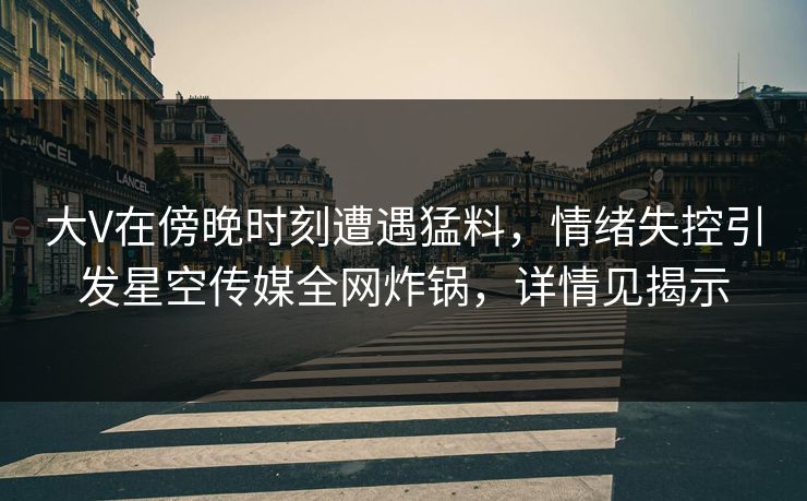 大V在傍晚时刻遭遇猛料,情绪失控引发星空传媒全网炸锅,详情见揭示 大V在傍晚时刻遭遇猛料,情绪失控引发星空传媒全网炸锅,详情见揭示