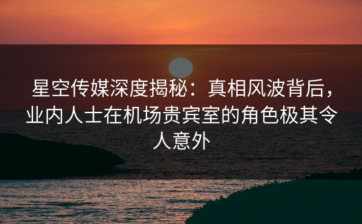 星空传媒深度揭秘:真相风波背后,业内人士在机场贵宾室的角色极其令人意外 星空传媒深度揭秘:真相风波背后,业内人士在机场贵宾室的角色极其令人意外