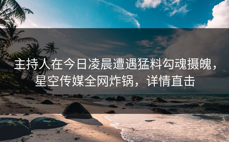 主持人在今日凌晨遭遇猛料勾魂摄魄,星空传媒全网炸锅,详情直击 主持人在今日凌晨遭遇猛料勾魂摄魄,星空传媒全网炸锅,详情直击