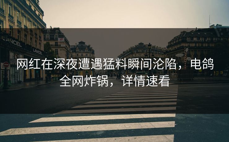 网红在深夜遭遇猛料瞬间沦陷,电鸽全网炸锅,详情速看