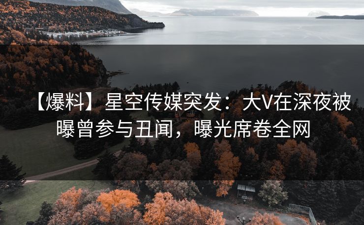 【爆料】星空传媒突发:大V在深夜被曝曾参与丑闻,曝光席卷全网 【爆料】星空传媒突发:大V在深夜被曝曾参与丑闻,曝光席卷全网