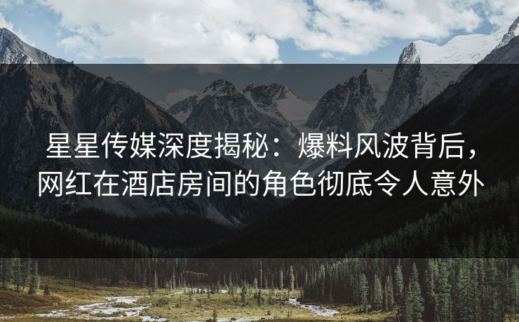 星星传媒深度揭秘：爆料风波背后，网红在酒店房间的角色彻底令人意外