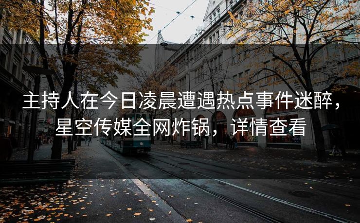 主持人在今日凌晨遭遇热点事件迷醉,星空传媒全网炸锅,详情查看 主持人在今日凌晨遭遇热点事件迷醉,星空传媒全网炸锅,详情查看