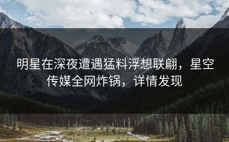 明星在深夜遭遇猛料浮想联翩,星空传媒全网炸锅,详情发现 明星在深夜遭遇猛料浮想联翩,星空传媒全网炸锅,详情发现