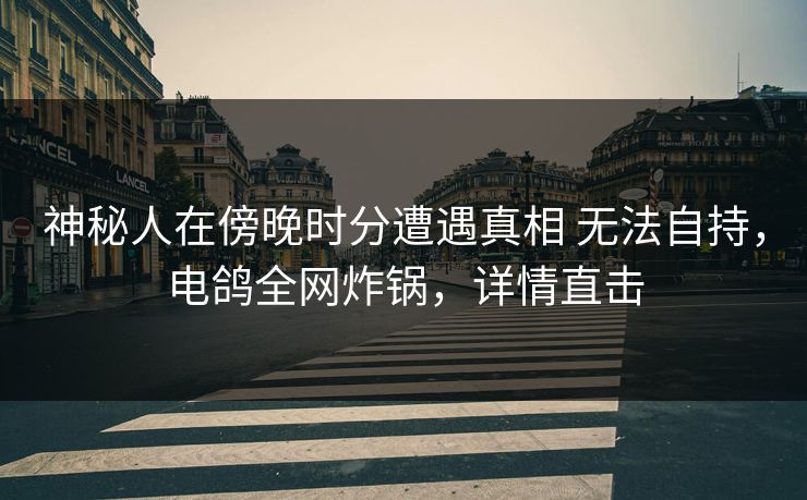 神秘人在傍晚时分遭遇真相 无法自持，电鸽全网炸锅，详情直击